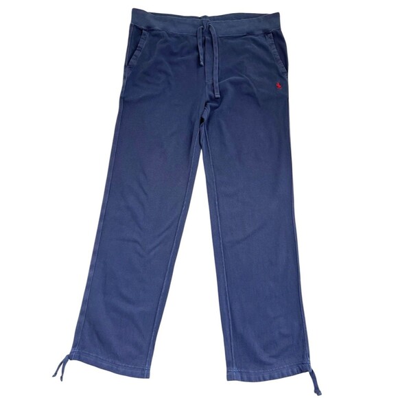 Polo Ralph Lauren Mens Blue Cotton Pull-On Pants XL Drawstring Straight Red Pony - Picture 1 of 10